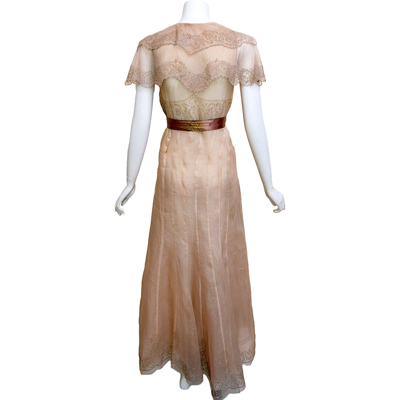 1930s Soutache Trimmed Organza Dress