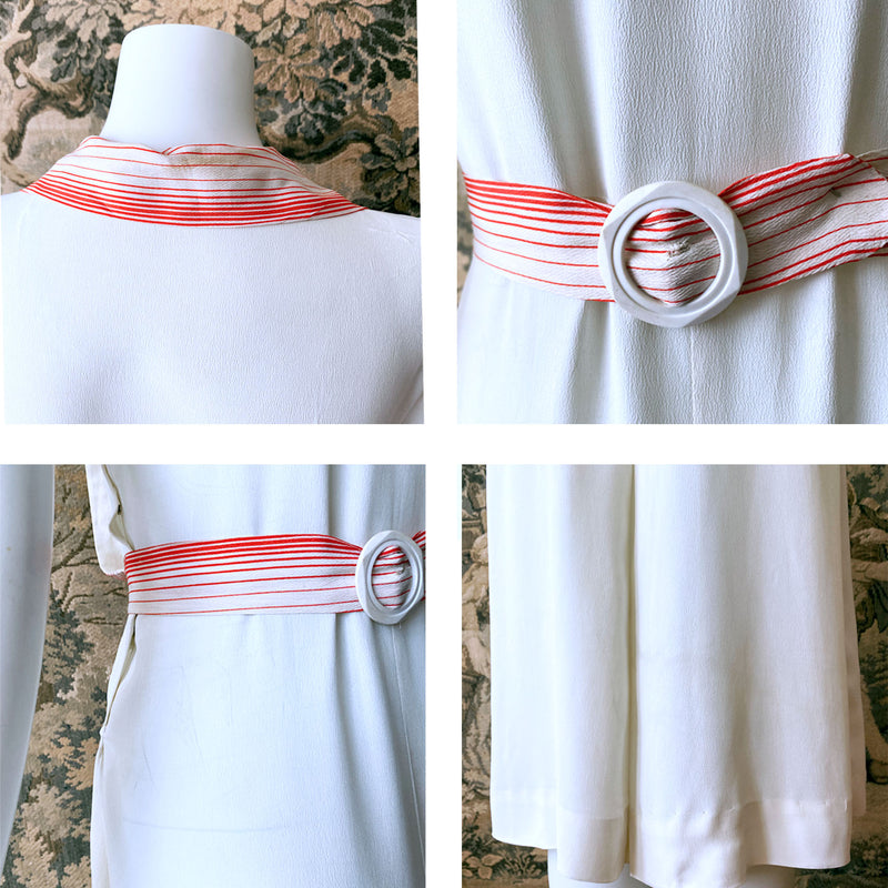 1930s Dress With Deco Striped Dickie