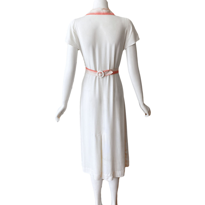 1930s Dress With Deco Striped Dickie