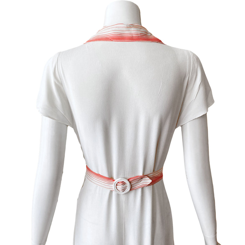 1930s Dress With Deco Striped Dickie