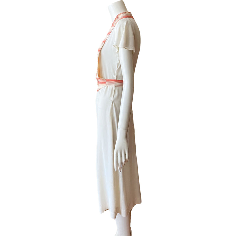 1930s Dress With Deco Striped Dickie