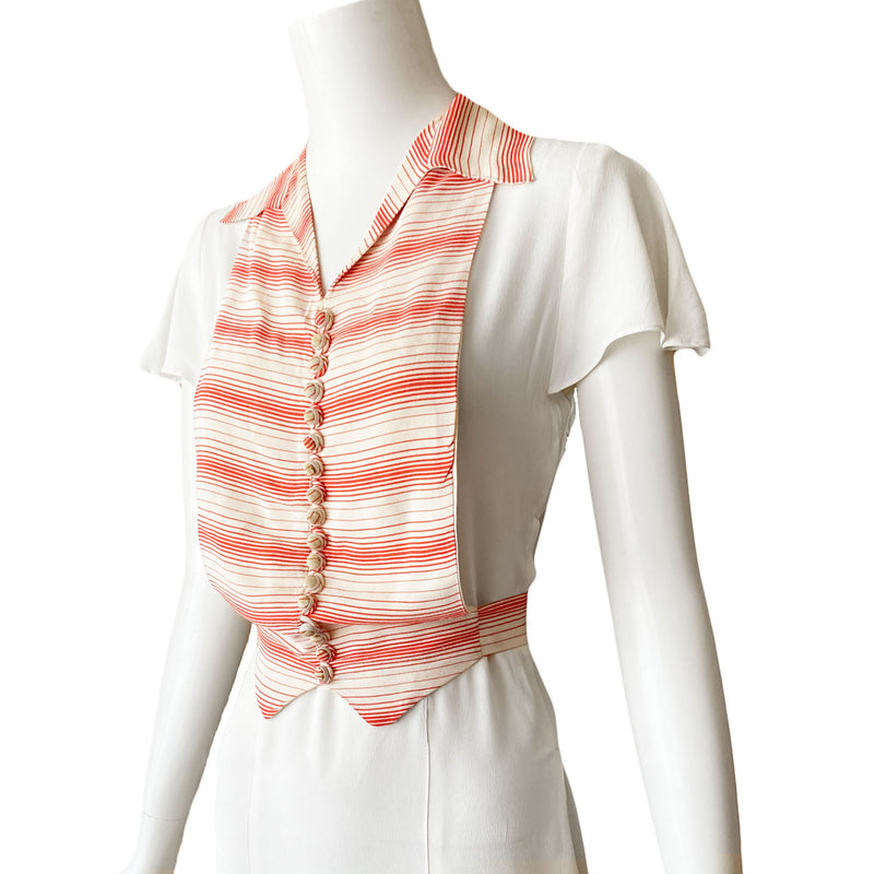 1930s Dress With Deco Striped Dickie