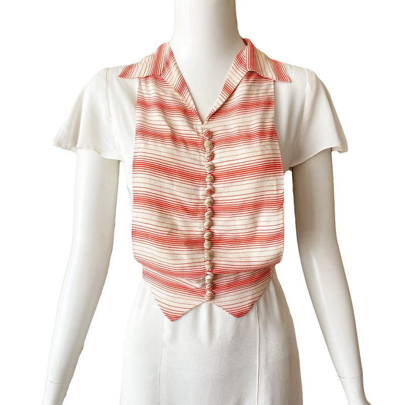 1930s Dress With Deco Striped Dickie