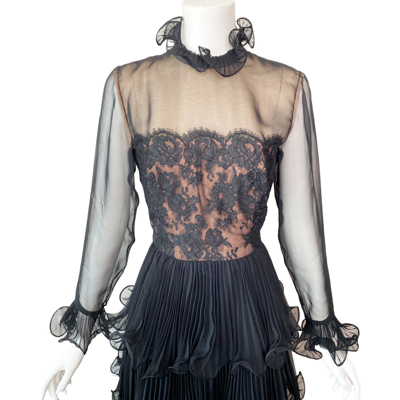 1970s Travilla Pleated Midi Dress