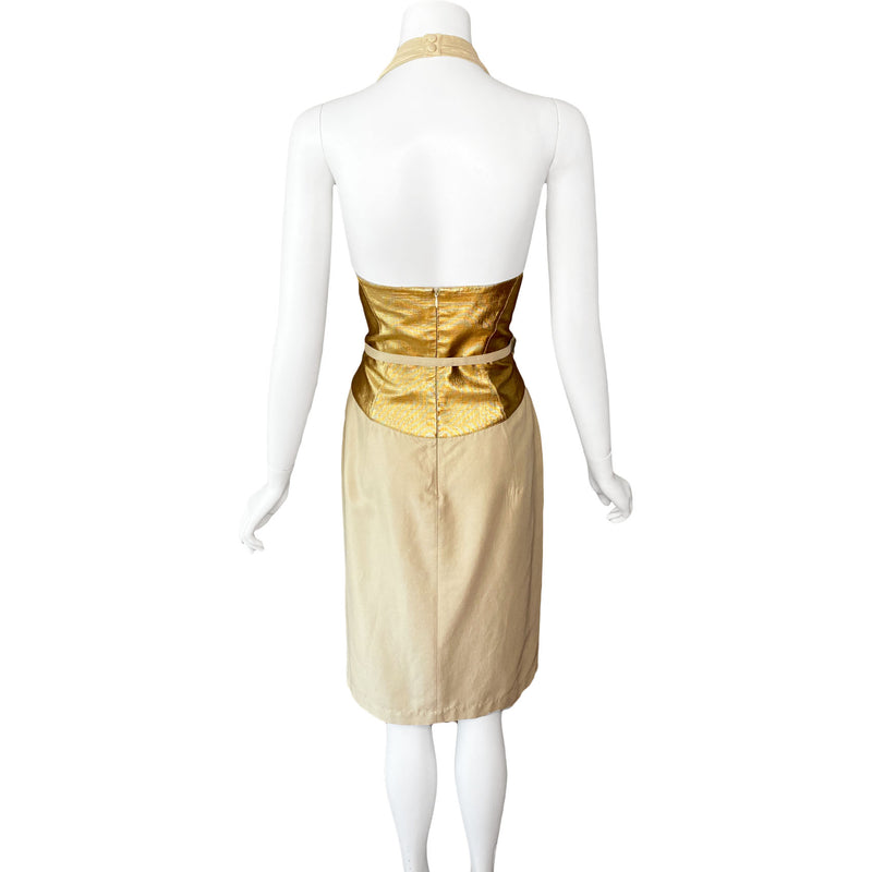 Thierry Mugler Couture 1990s Gold Halter Dress