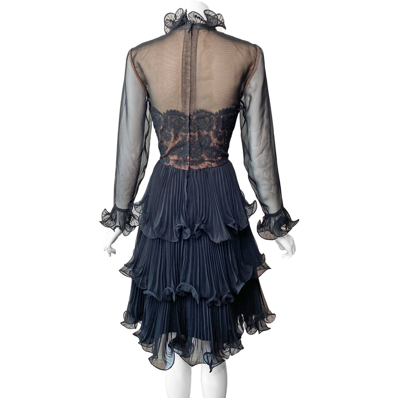 1970s Travilla Pleated Midi Dress