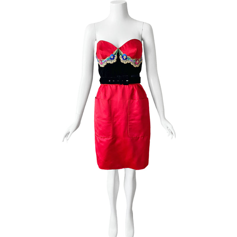 1980s Valentino Night Embroidered Mini Dress