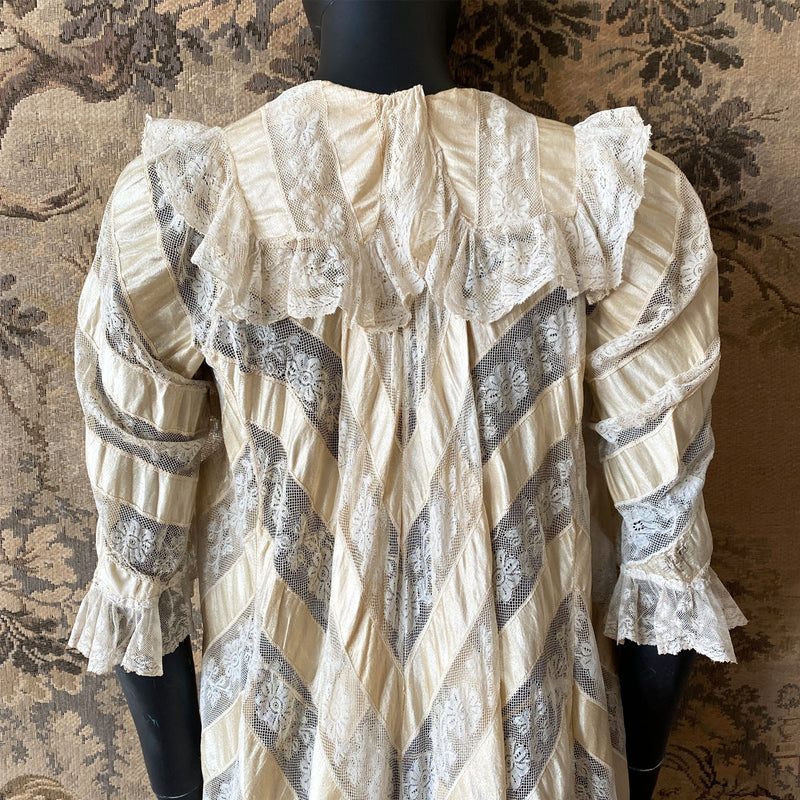 Antique Silk & Valenciennes Lace Peignoir