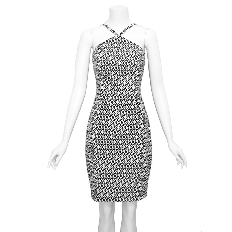 Versus Gianni Versace 1990s Black & White Op Art Mini Dress