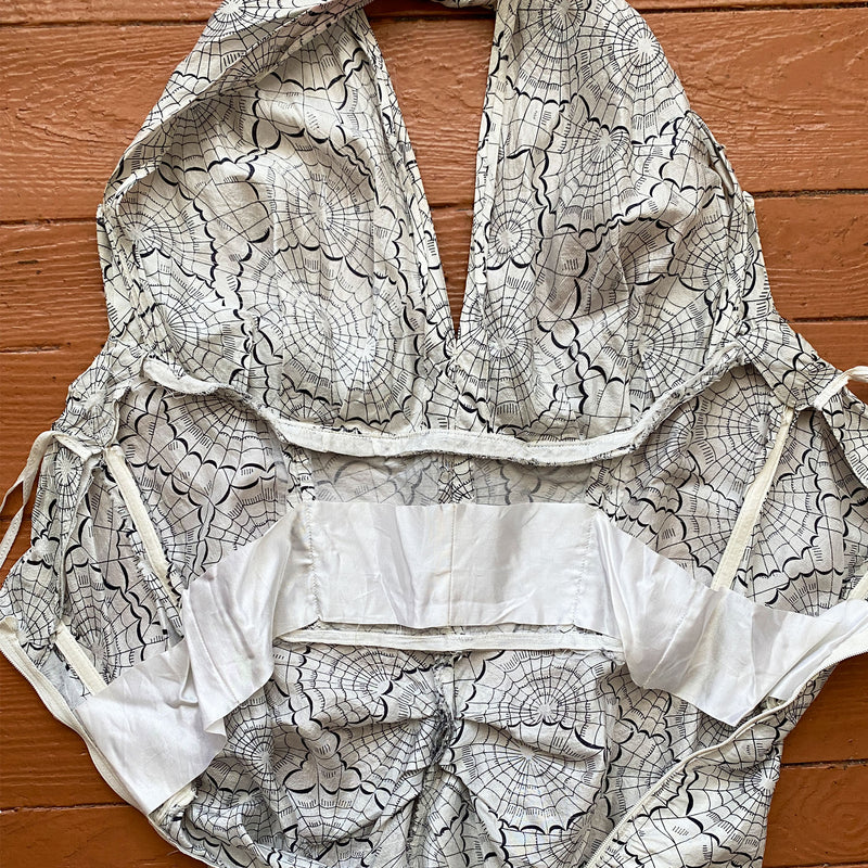 1950s Spiderweb Print Wiggle Dress