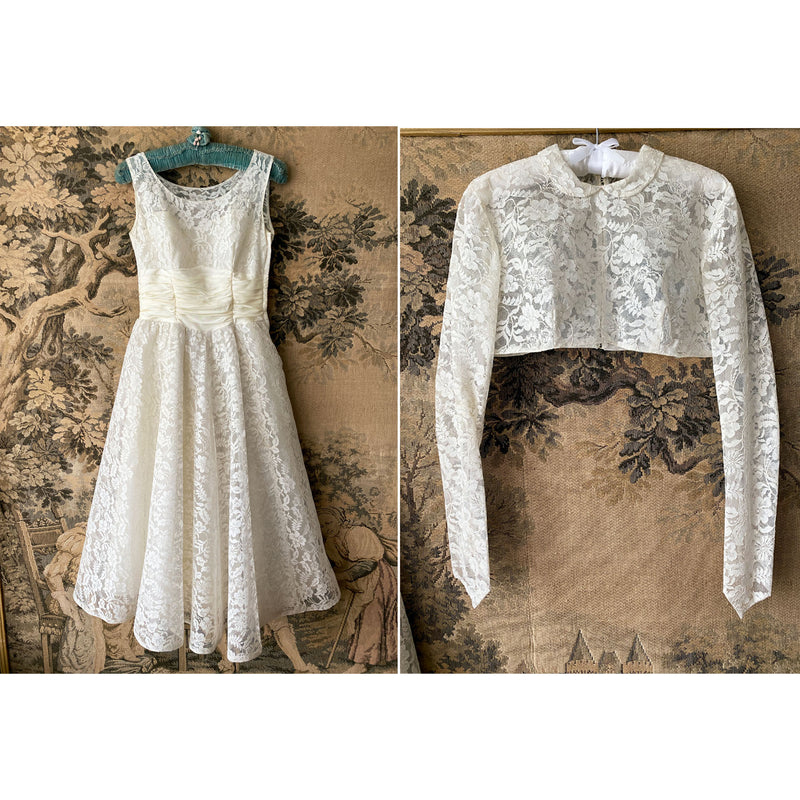 1960s Lace Wedding Dress & Bolero