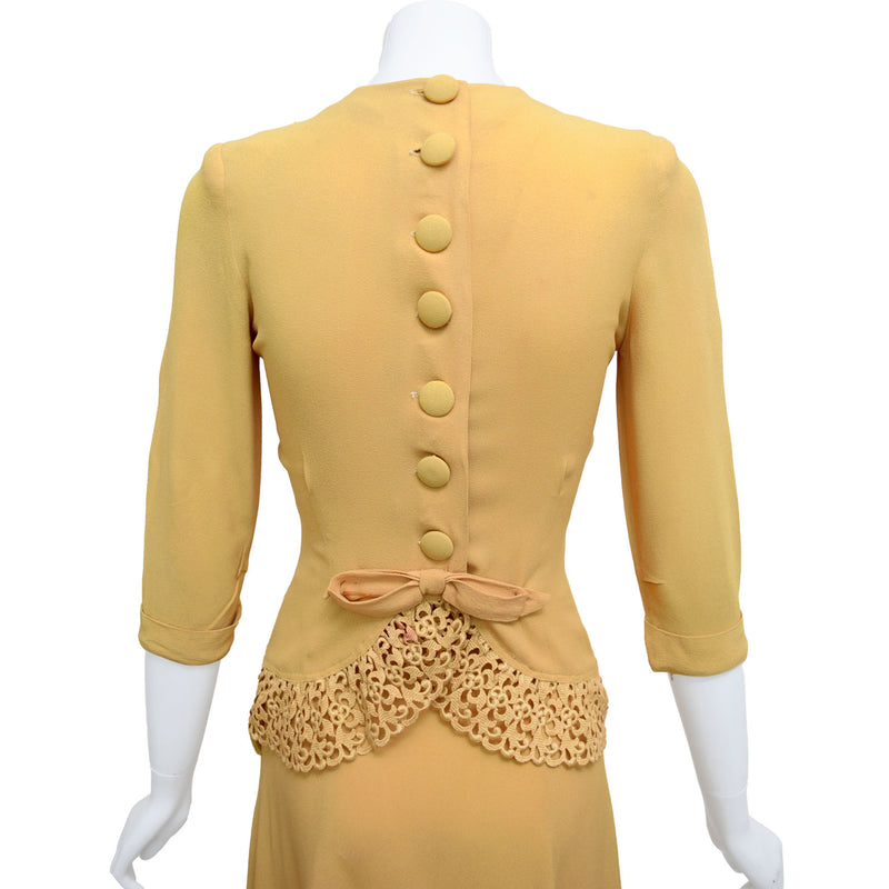 1940s Golden Rayon Dress Set