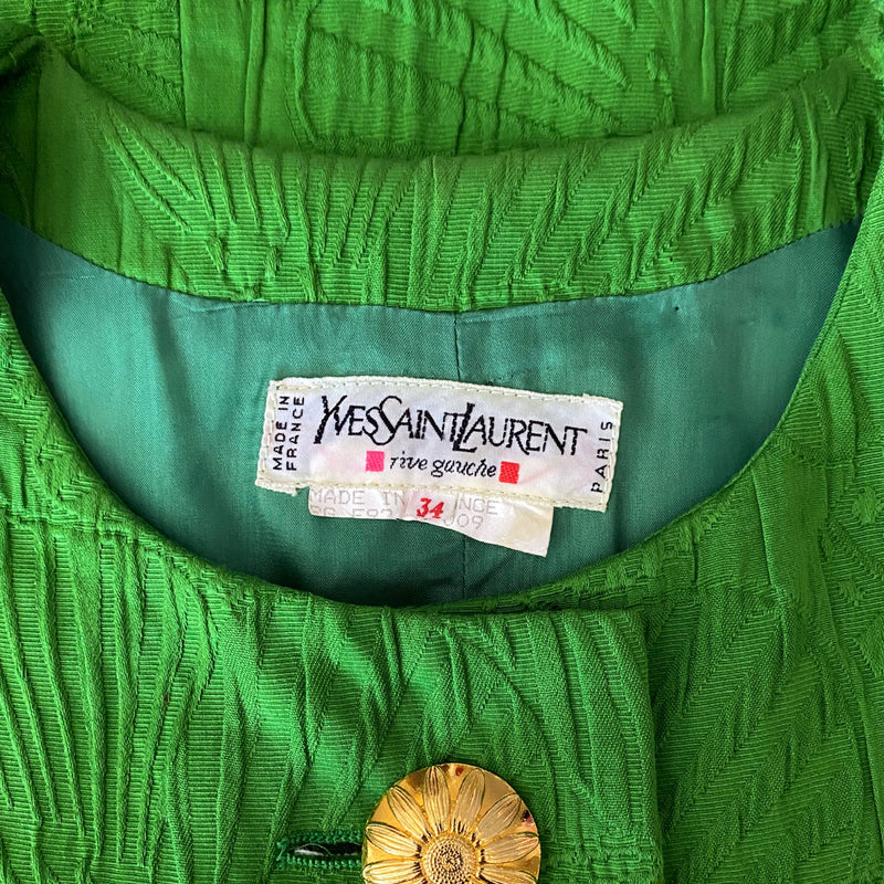 1980s Yves St Laurent Rive Gauche Green Jacket